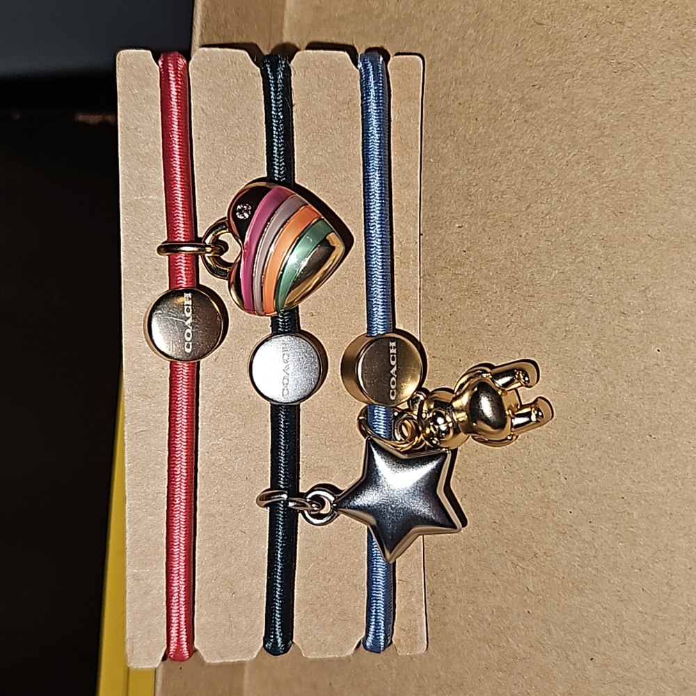 NWOT Coach Hair Ties with Charms